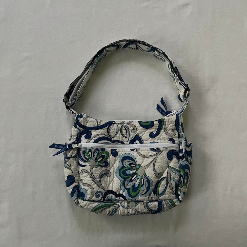Y2k Vera Bradley On The Go Quilted Shoulder Crossbody Bag Mediterranean White